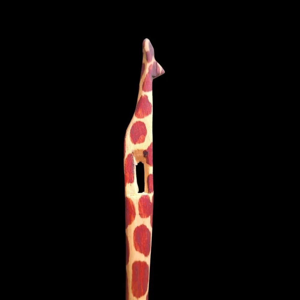 Carved Giraffe‎ Hair Stick Wooden Accessory Bun Desert Animal Safari African